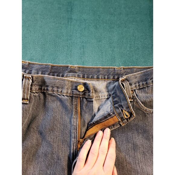 Carhartt Jeans Size 42x30 Mens Blue Stretch Pants Denim Casual Work Straight - Picture 4 of 12